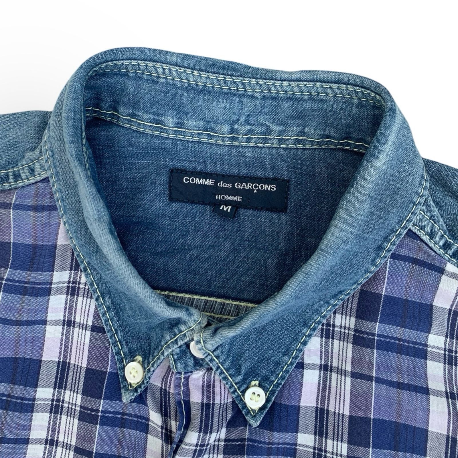 Comme des Garcons × Vintage 💥Vintage Comme des Garcons Plaid Denim SS Shirt Size US M / EU 48-50 / 2 - 4 Thumbnail