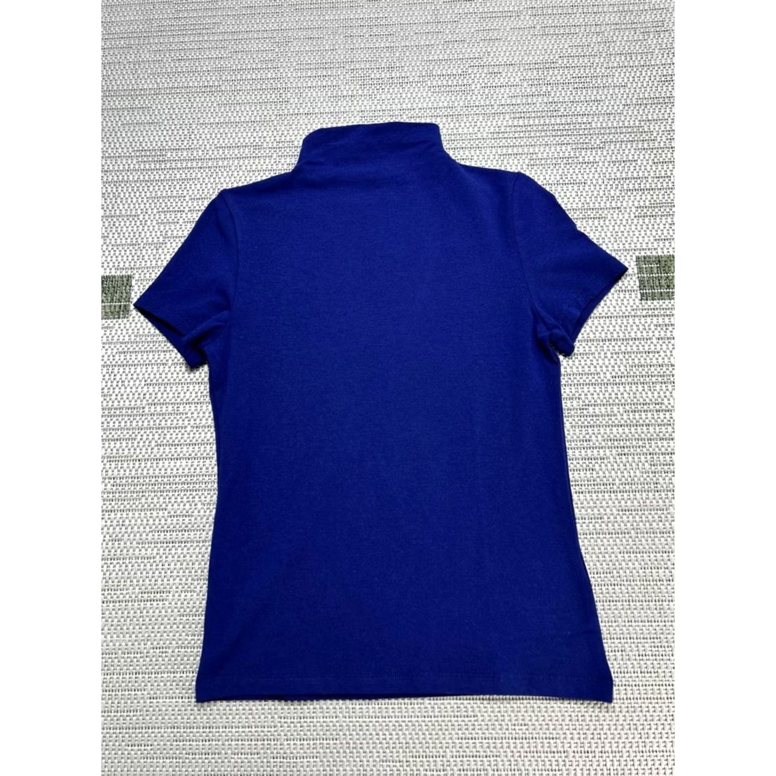 Madewell Madewell Shirt Women Small Blue Cotton Stretch Short Sleeve Mock Neck T Shirt Slim Fit Size S / US 4 / IT 40 - 2 Thumbnail