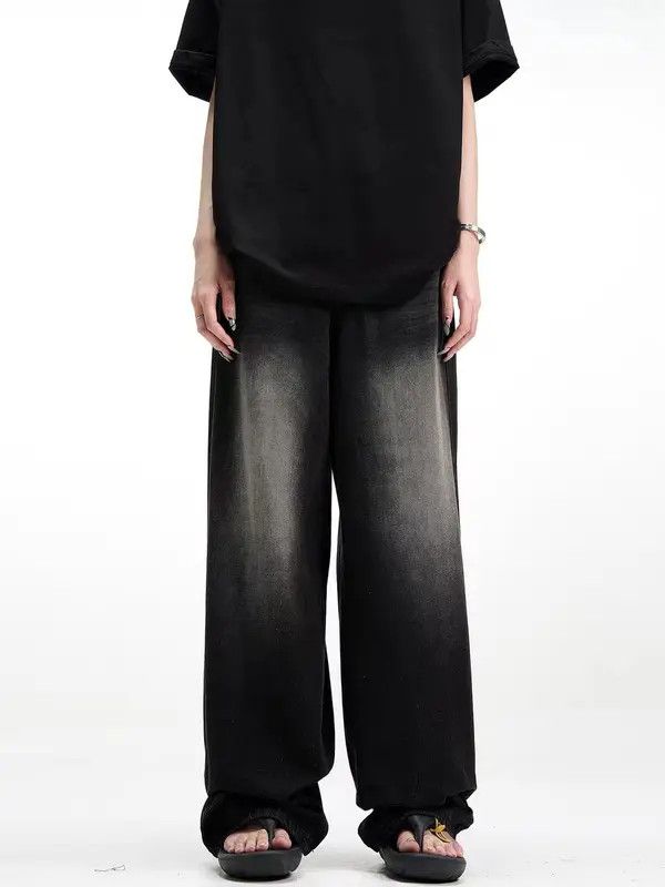 Japanese Brand VIBE Retro high street washed distressed wide leg jeans Size US 34 / EU 50 - 1 Thumbnail