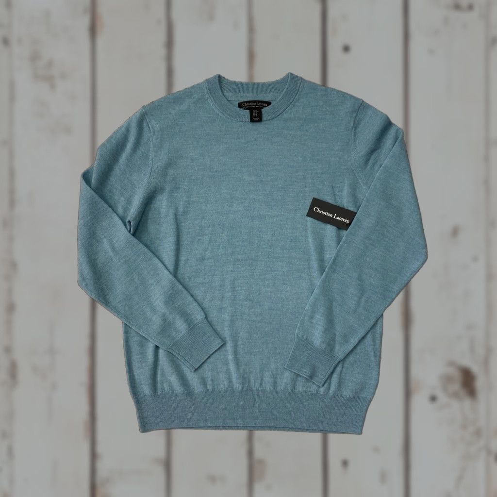 Christian Lacroix Christian Lacroix Sweater Mens M Blue 100% Extra Fine Merino Wool Luxury NWT Size US M / EU 48-50 / 2 - 1 Thumbnail