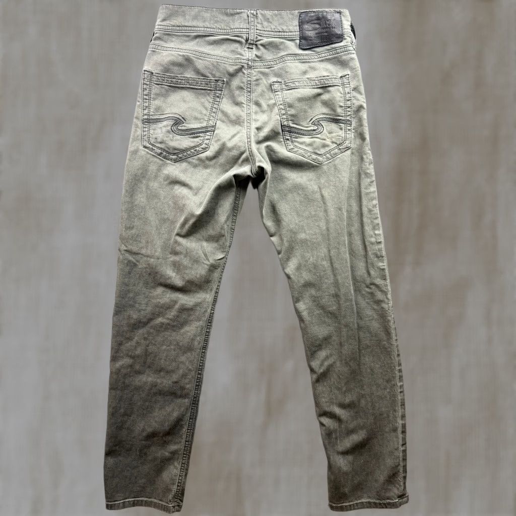 Silver Jeans Co. Silver Jeans Co. Eddie Relaxed Tapered Jeans Mens Olive Green EMC Denim 29x32 Size US 29 - 1 Thumbnail