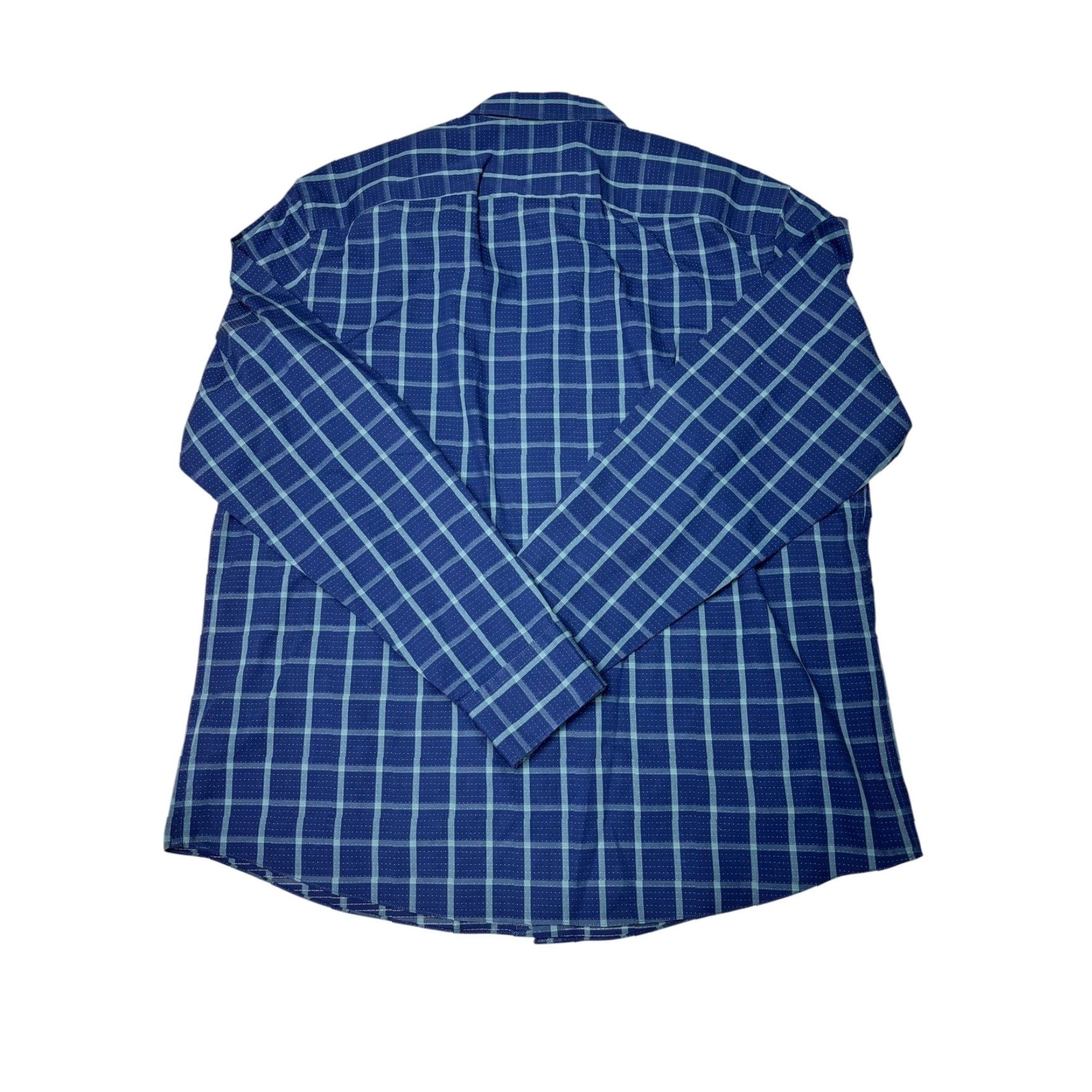 UNTUCKit UNTUCKit Men's XXL Slim Fit Blue Green Plaid Long Sleeve Cotton Button-Up Shirt Size US XXL / EU 58 / 5 - 5 Thumbnail