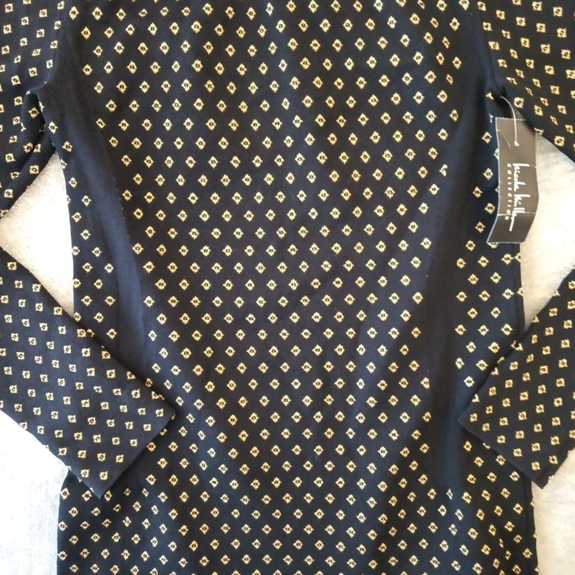 Nicole Miller Nicole Miller Sheath Dress XL Black Geometric Midi Long Sleeve Pullover New Size XL / US 12-14 / IT 48-50 - 3 Thumbnail
