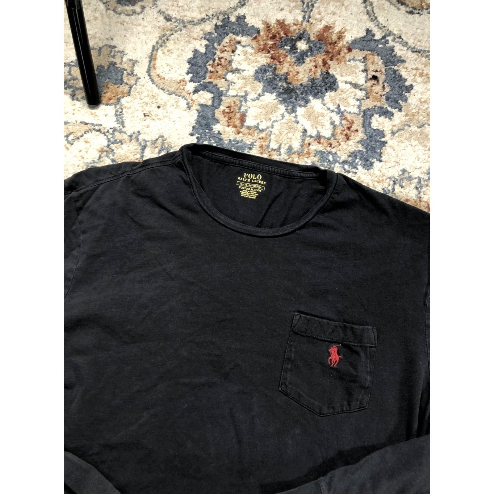 Polo Ralph Lauren Polo Ralph Lauren Shirt Mens XL Black Long Sleeve Pocket Pony Logo Tee Crewneck Size US XL / EU 56 / 4 - 6 Thumbnail