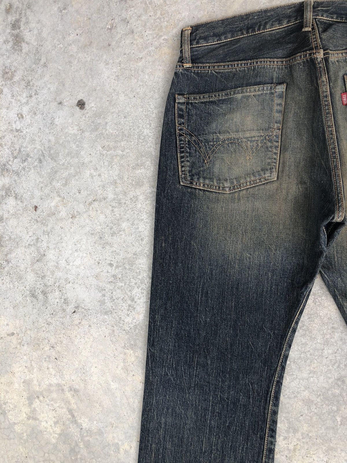 If Six Was Nine Japanese Edwin 505s Flared Jeans Mudwash Distressed Denim Size US 32 / EU 48 - 9 Thumbnail