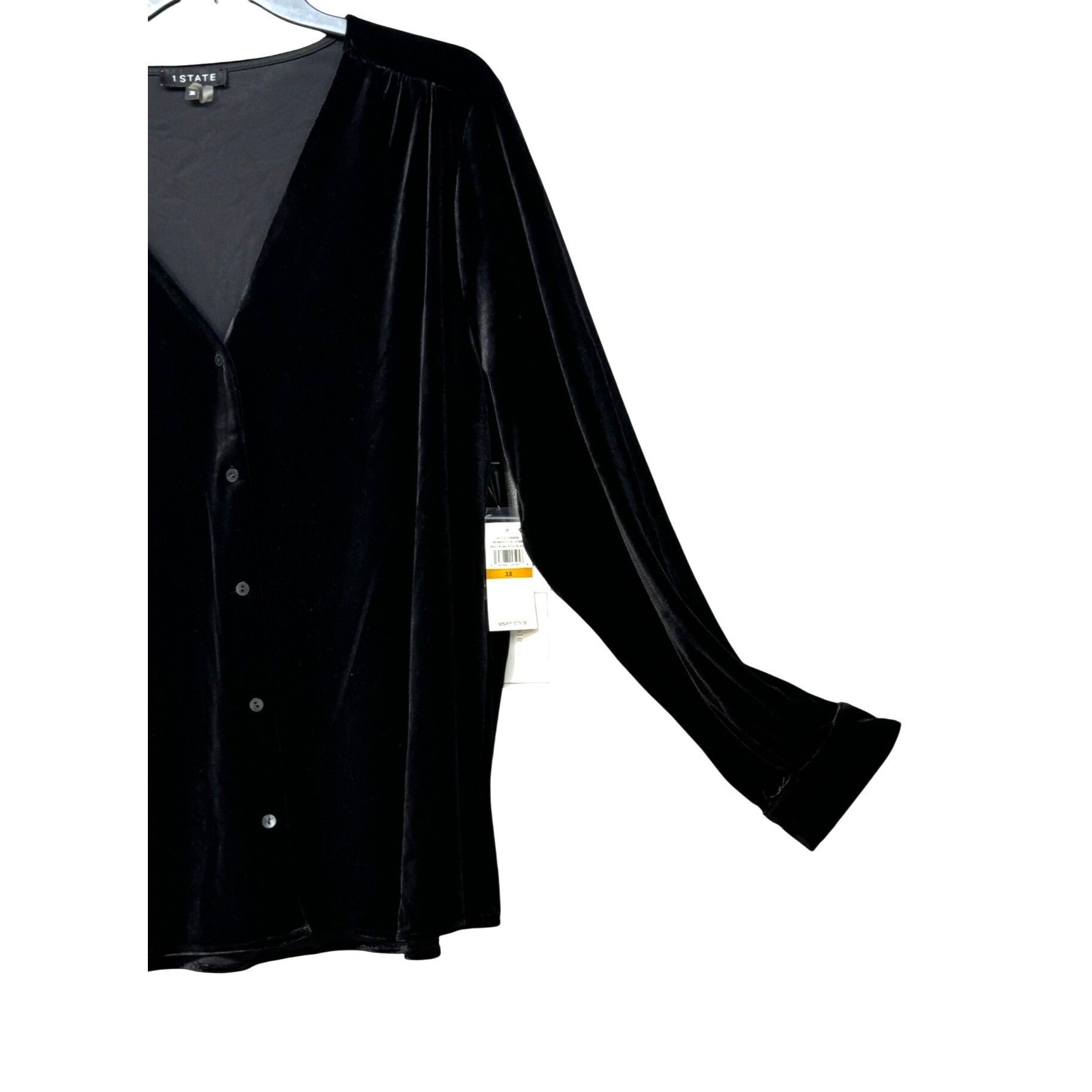 Other 1.State Trendy Plus Size Stretch Velvet Top, Black, 3X Size ONE SIZE - 3 Thumbnail
