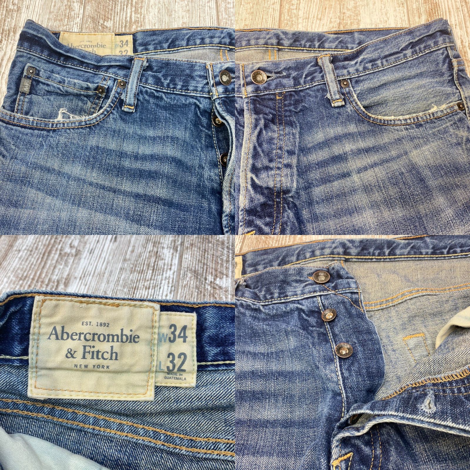 Abercrombie & Fitch Abercrombie & Fitch Jeans Mens 34x32 Straight Button Fly Whiskered DistressedY2K Size US 34 / EU 50 - 8 Thumbnail