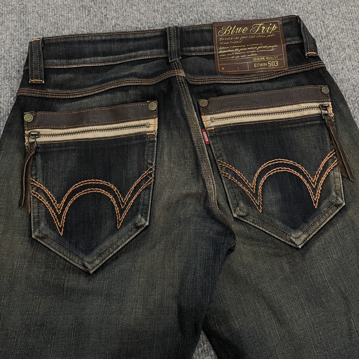 Edwin Edwin Blue Trip 503 Faded Denim Zip Pocket Kapital Style Size US 31 - 11 Thumbnail