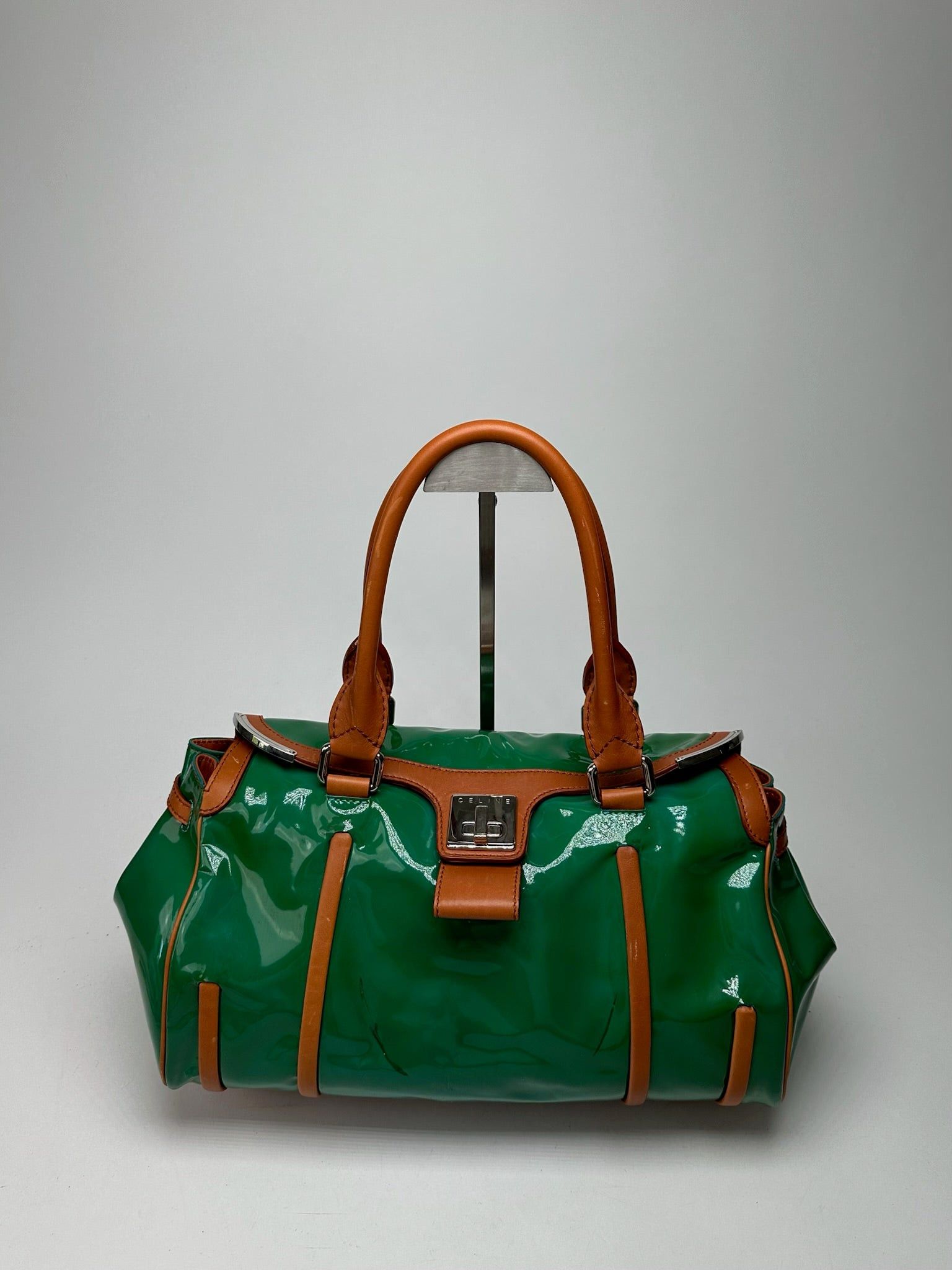 Celine Vintage Paris Patent leather duffel bag green / brown Size ONE SIZE - 1 Thumbnail