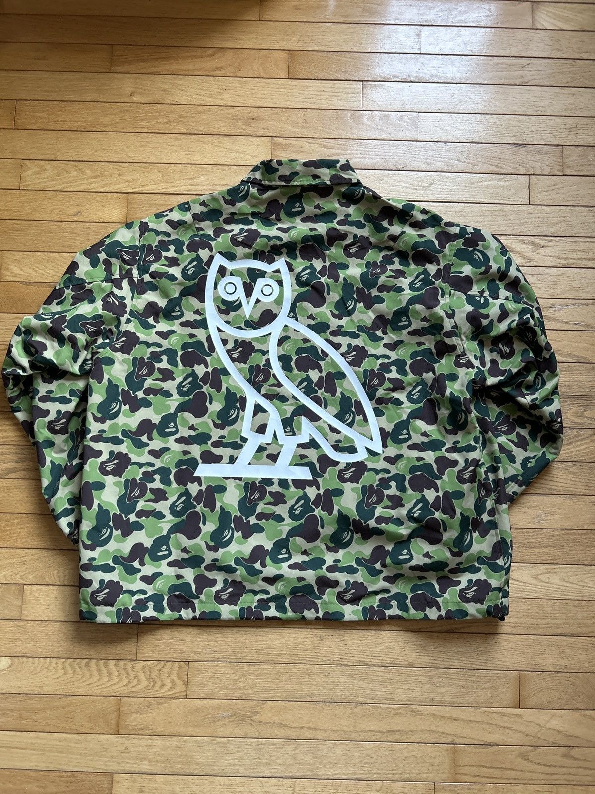 image of Bape X Ovo Abc Camo Coach Jacket in Green, Men's (Size XL)