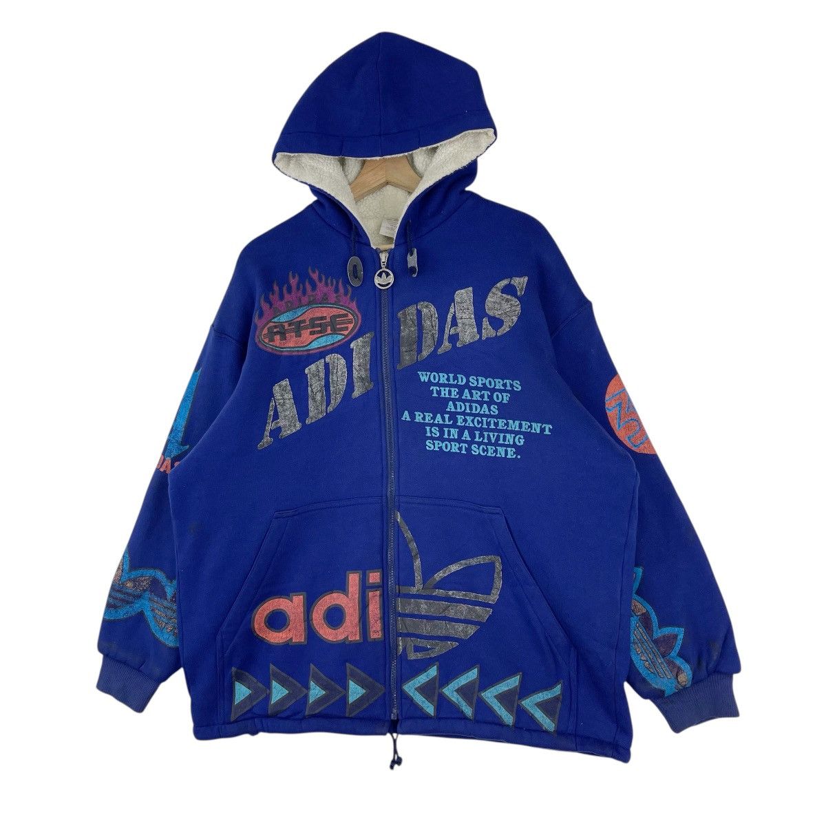 Adidas × Vintage 90’s Adidas Fleece Lined Zipper Hoodie Size US XL / EU 56 / 4 - 3 Thumbnail