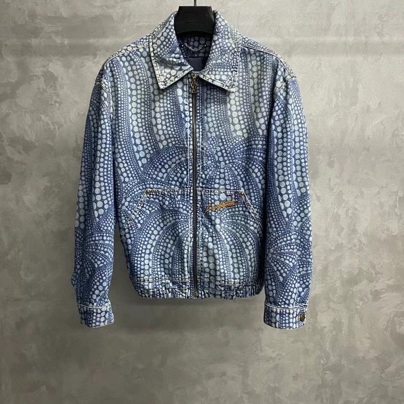 louis vuitton Blue Yayoi Kusama printed logo denim jacket 2