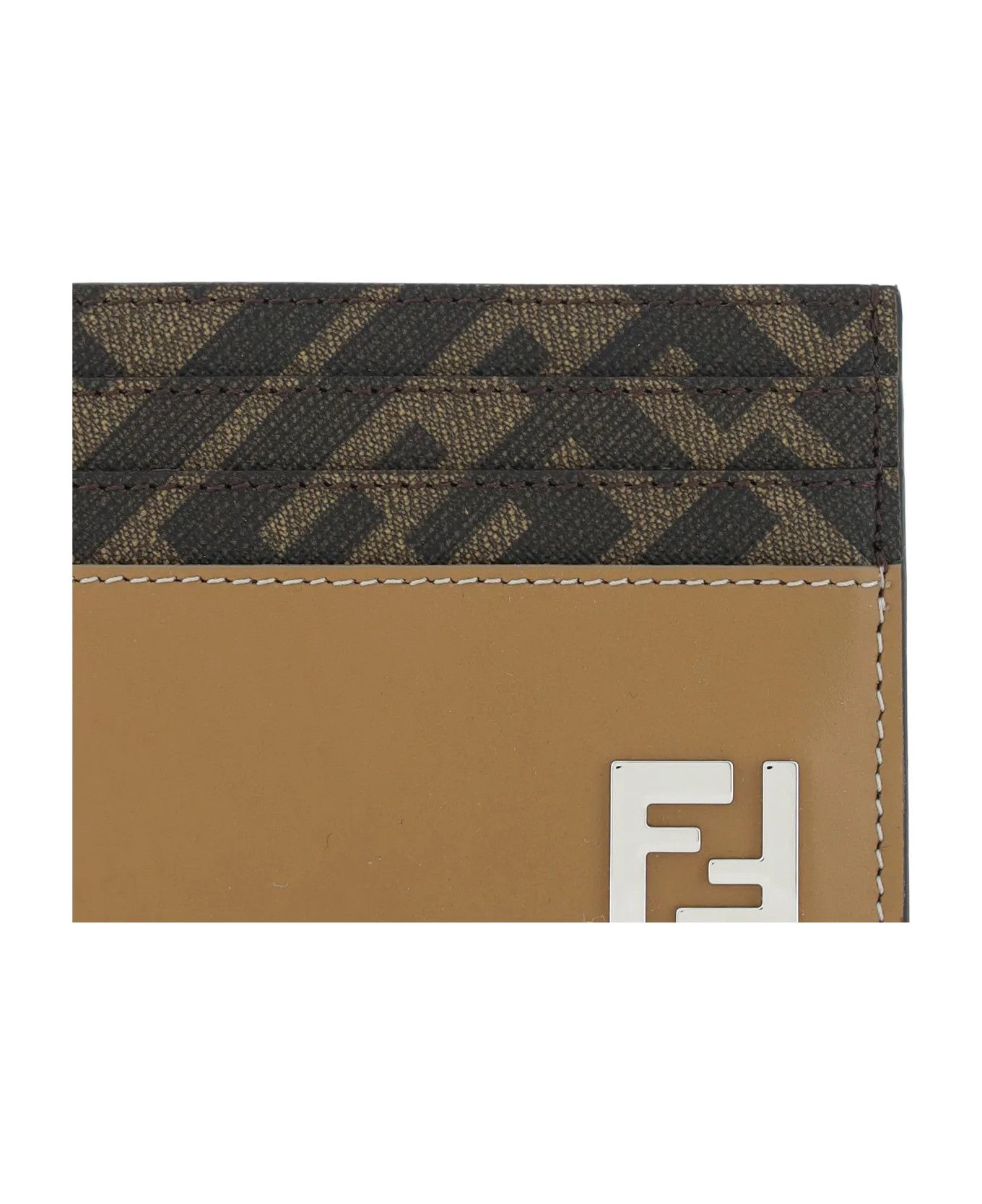 Fendi o1s1wg111125 Size: OS/ FF Squared Card Holder in Beige Size ONE SIZE - 2 Thumbnail