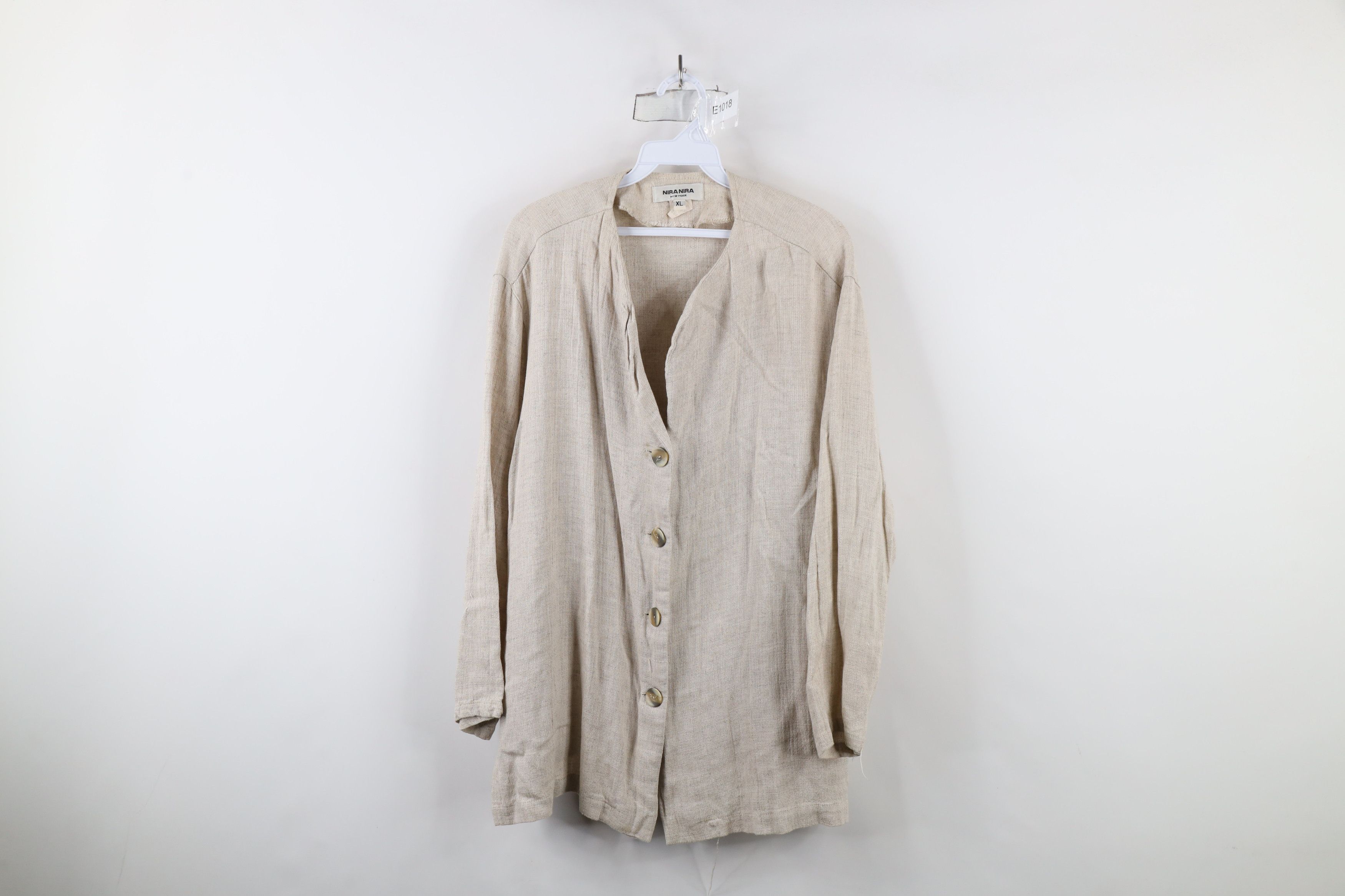 Vintage Vintage 90s Lagenlook Linen Blend Button Jacket Tunic USA Size XL / US 12-14 / IT 48-50 - 1 Thumbnail