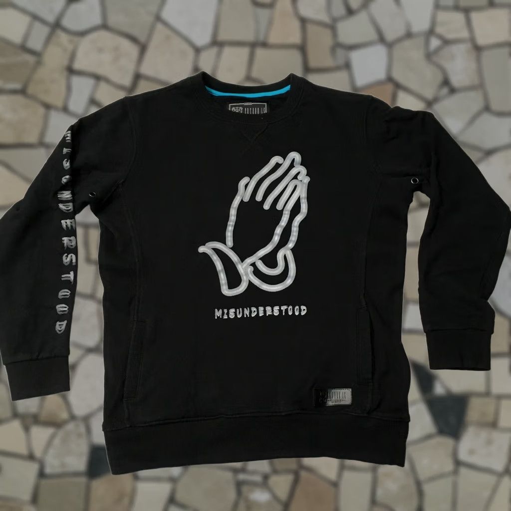 Praying Mens Medium black prayer hands pray Sweatshirt Size US M / EU 48-50 / 2 - 1 Thumbnail