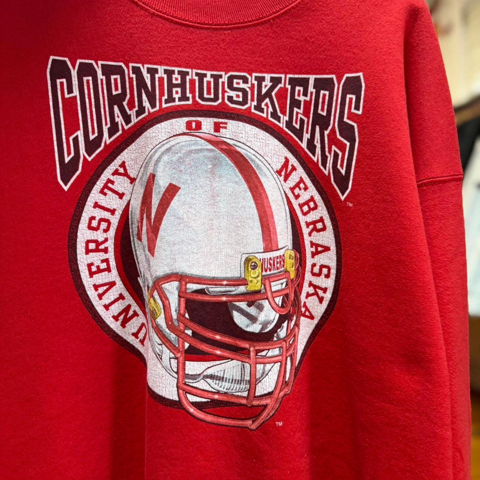 Vintage Vintage 90s Nebraska Huskers Helmet Cornhuskers Crewneck Size US XXL / EU 58 / 5 - 3 Thumbnail