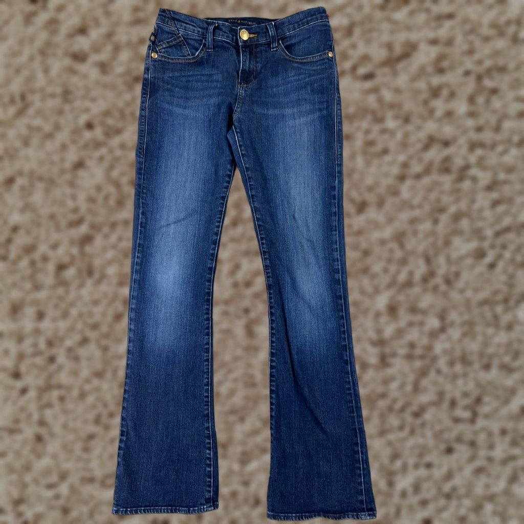 Vintage Rock & Republic Jeans Womens 8 Blue Denim Flared 5-Pocket Regular Stretch Cotton Blend Rock Pattern Vintage: No Size 30" / US 8 / IT 44 - 1 Thumbnail