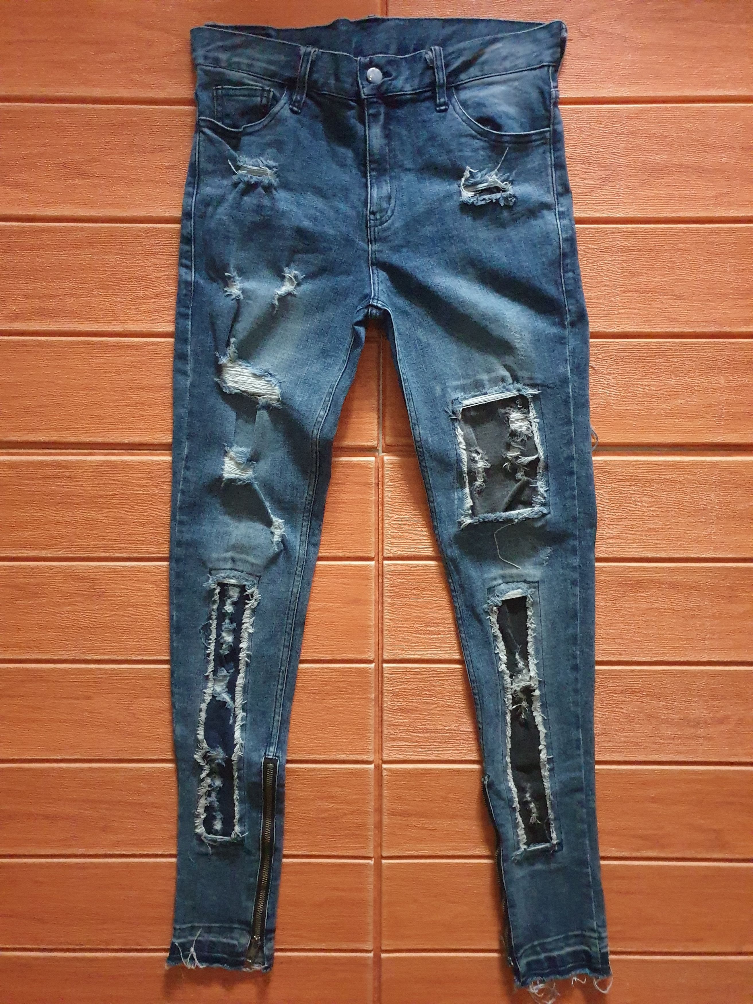 Japanese Brand Dance schon distressed patchwork denim pant Size US 30 / EU 46 - 1 Thumbnail