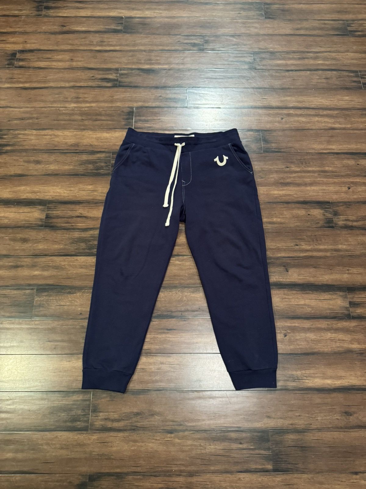 True Religion navy joggers with white drawstrings