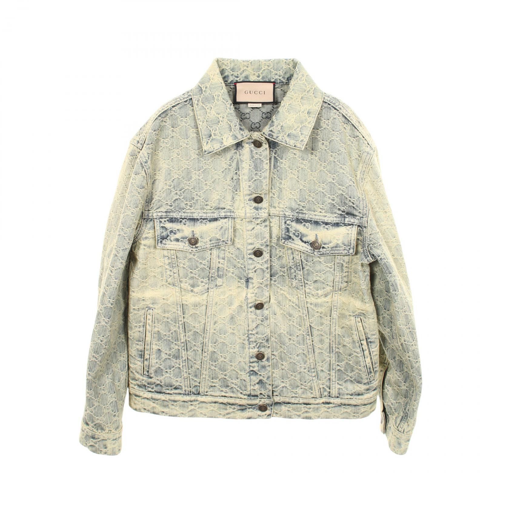 Gucci Gucci Gucci GG Jacquard Cotton Denim Jacket Textile Outerwear DUTY FREE for USA Size ONE SIZE - 1 Thumbnail