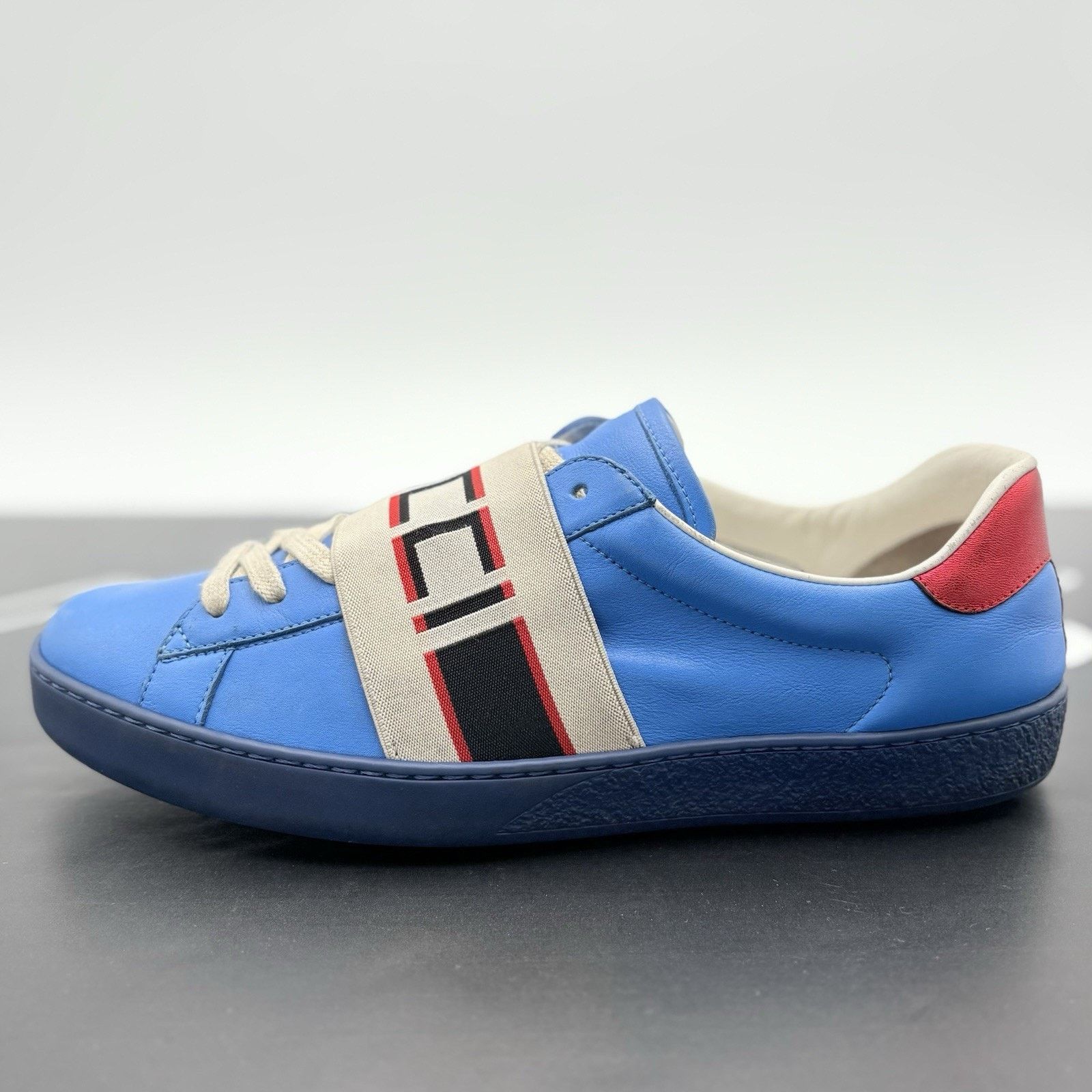 Gucci Gucci Ace Stripe Leather ' Blue ' | GOOD CONDITION! Size US 7.5 / EU 40-41 - 8 Thumbnail