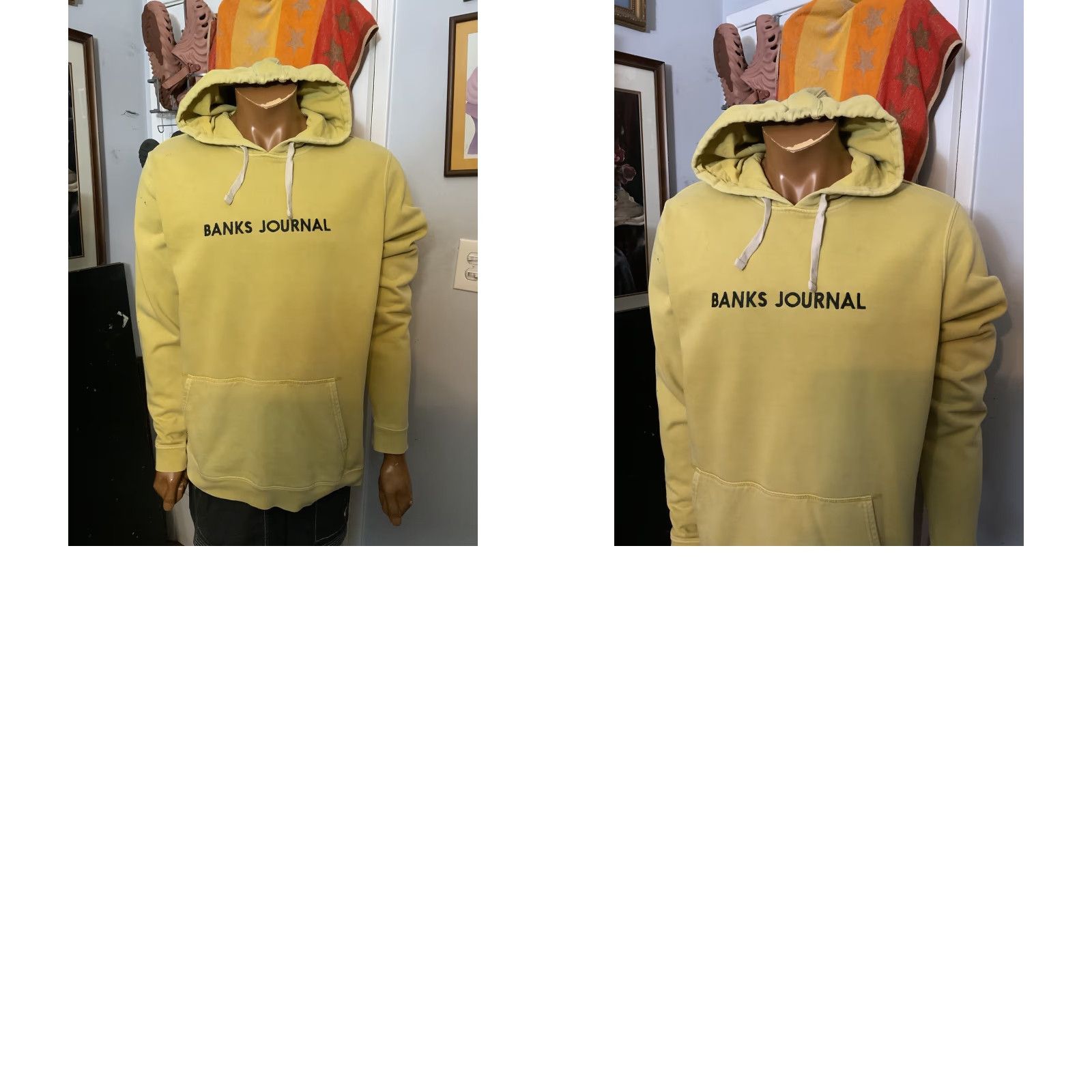 Banks Journal Banks Journal The Label Organic Cotton Terry Embroidered Pullover Hoodie M Mens Yellow Hoodie Size US M / EU 48-50 / 2 - 10 Thumbnail