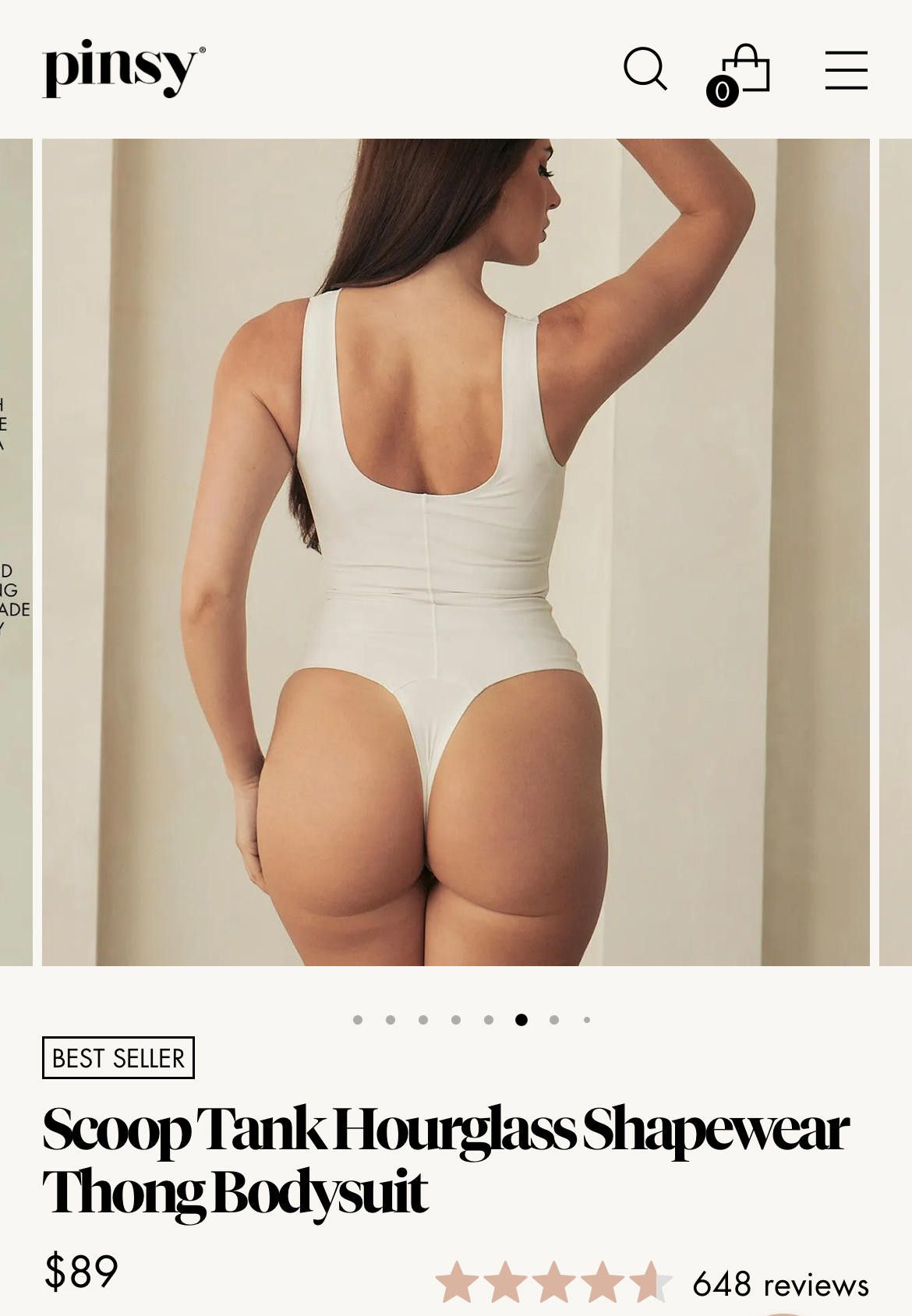 Designer Pinsy Scoop Tank Hourglass Shapewear Thong Bodysuit Size ONE SIZE - 5 Thumbnail
