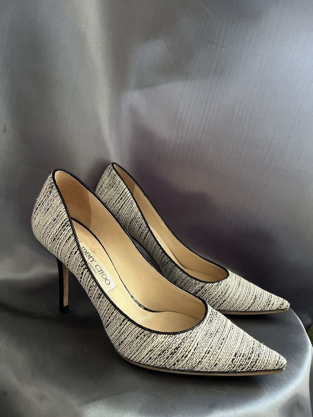 Jimmy Choo Jimmy choo leather and canva heels Size US 8 / IT 38 - 4 Thumbnail