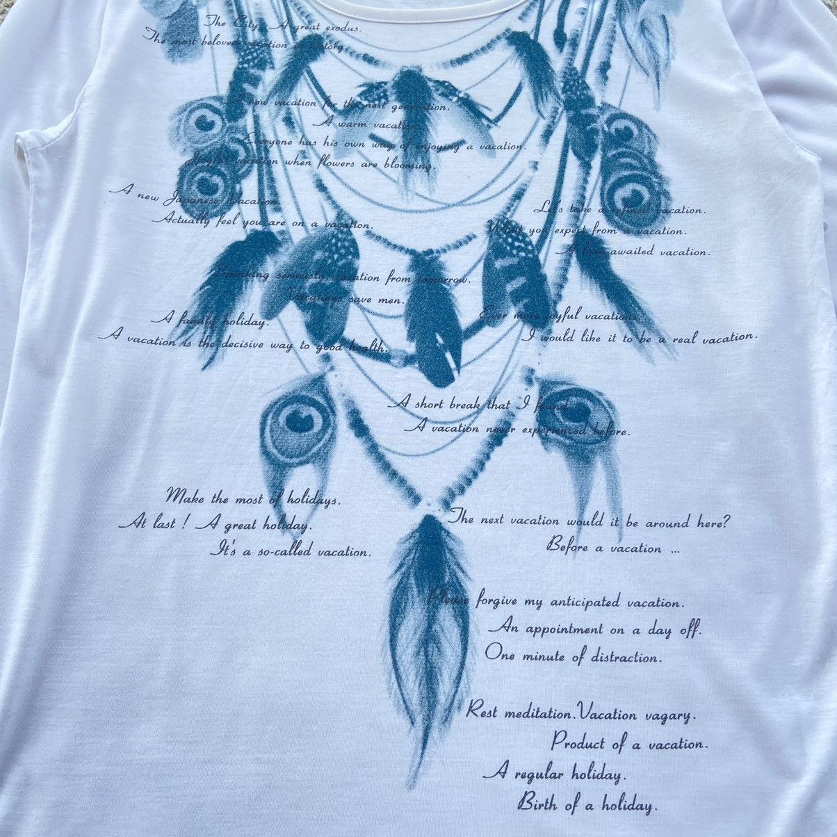 Japanese Brand × Le Grande Bleu (L.G.B.) Japanese Dialetti Feather Necklace Poem Longsleeve Size US L / EU 52-54 / 3 - 3 Thumbnail