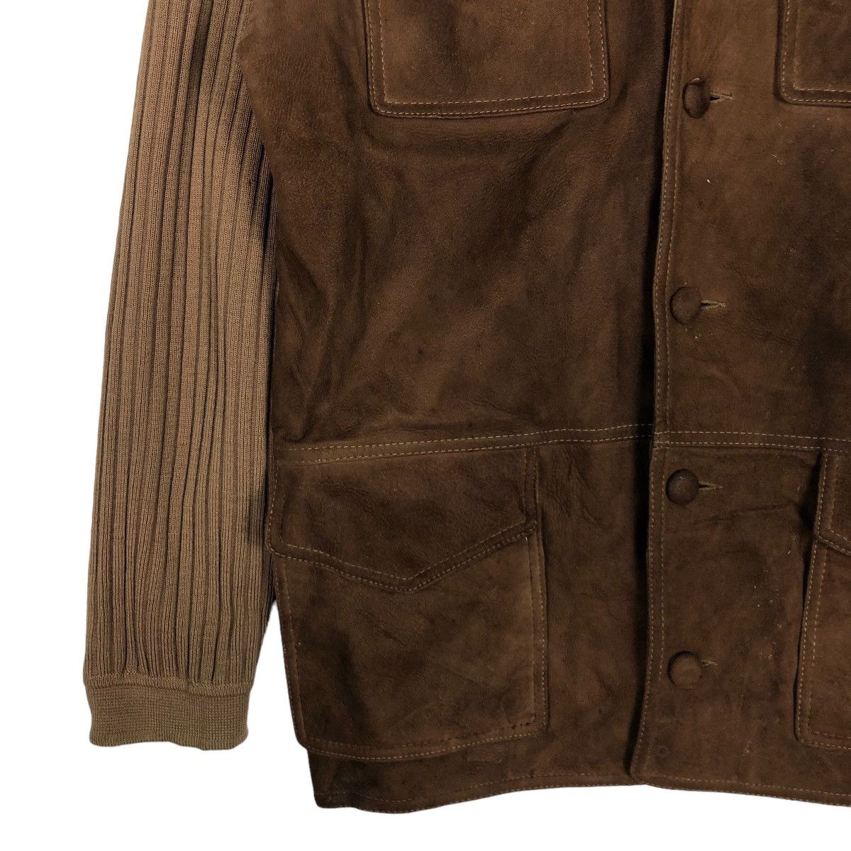 Japanese Brand 🔥Vtg Button Jacket Knit Sleeve Wool Sheep Suede Kapital Size US M / EU 48-50 / 2 - 4 Thumbnail