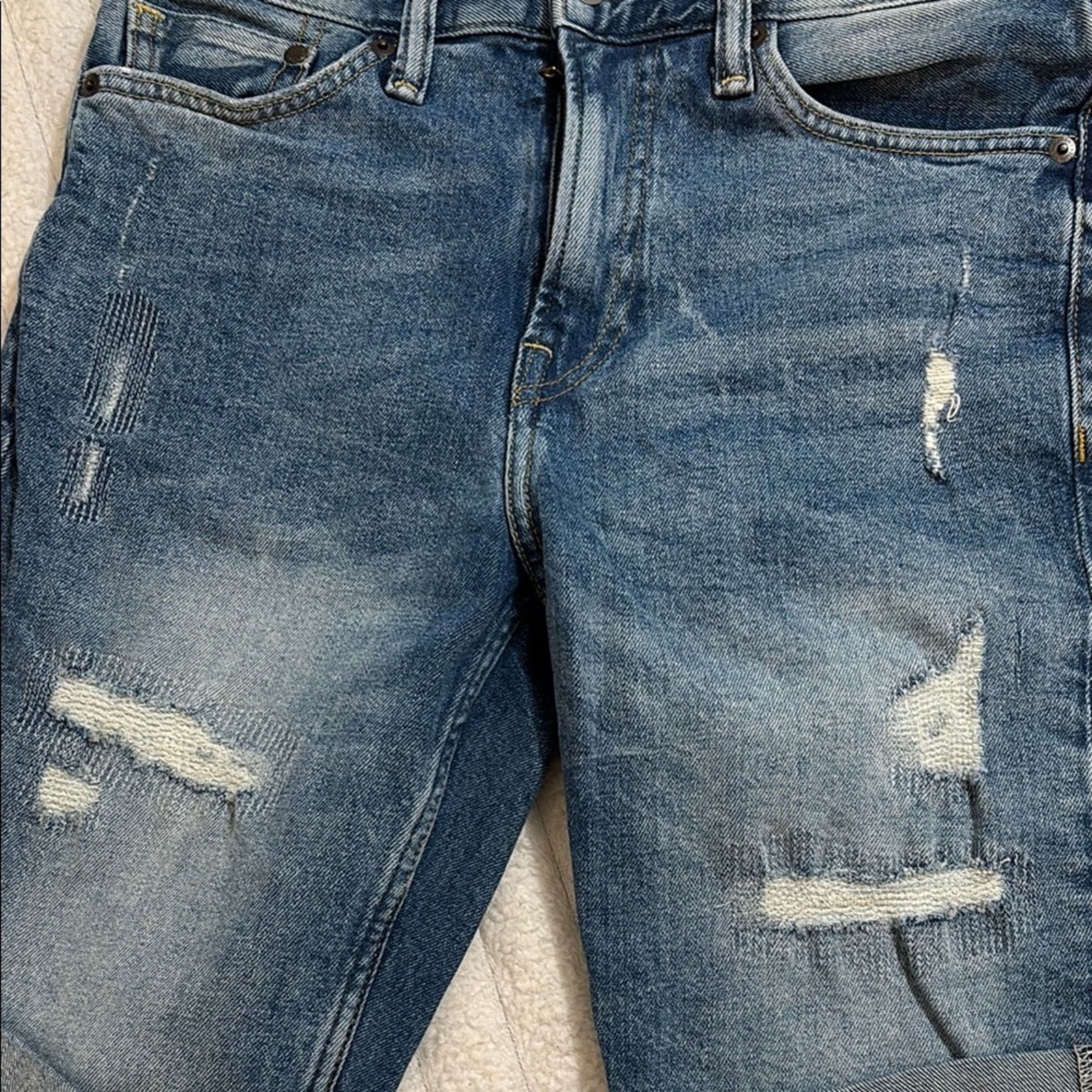 H&M H&M Size 28 - Blue Distressed Denim Shorts Size US 28 / EU 44 - 2 Thumbnail