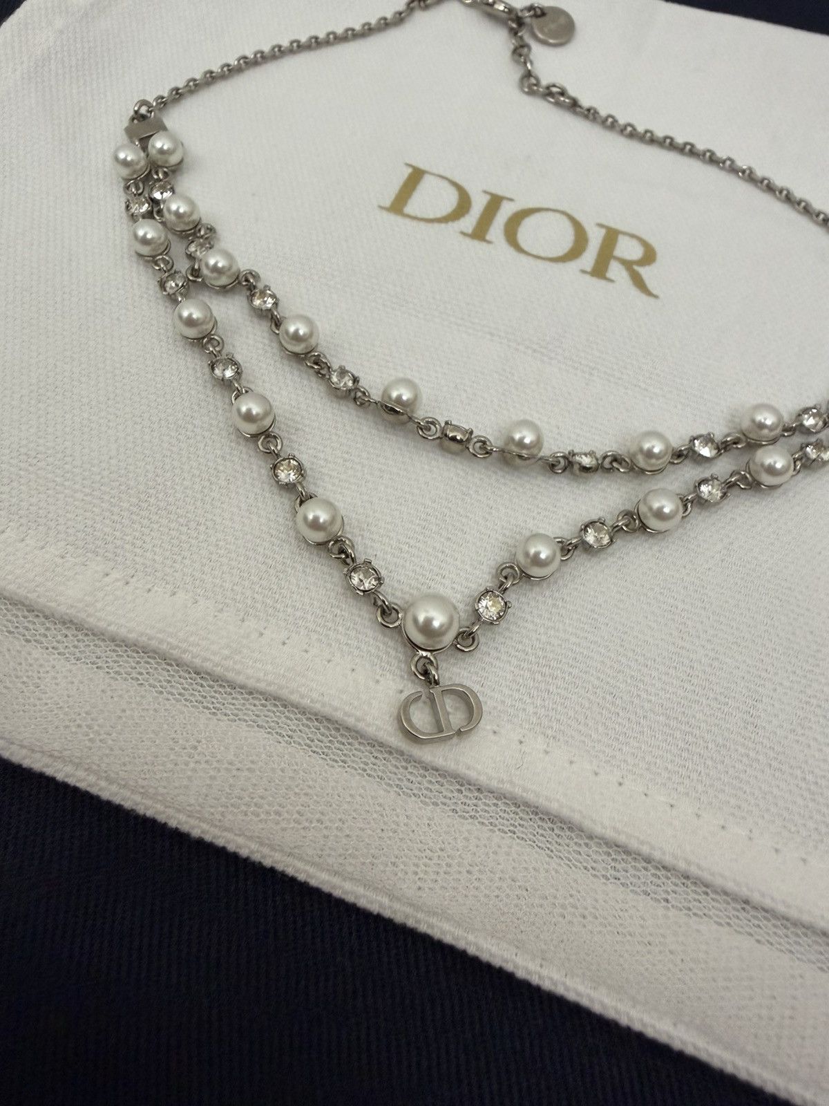 Dior Dior Petit CD Treasure Necklace Silver Pearls Crystals Size ONE SIZE - 7 Thumbnail