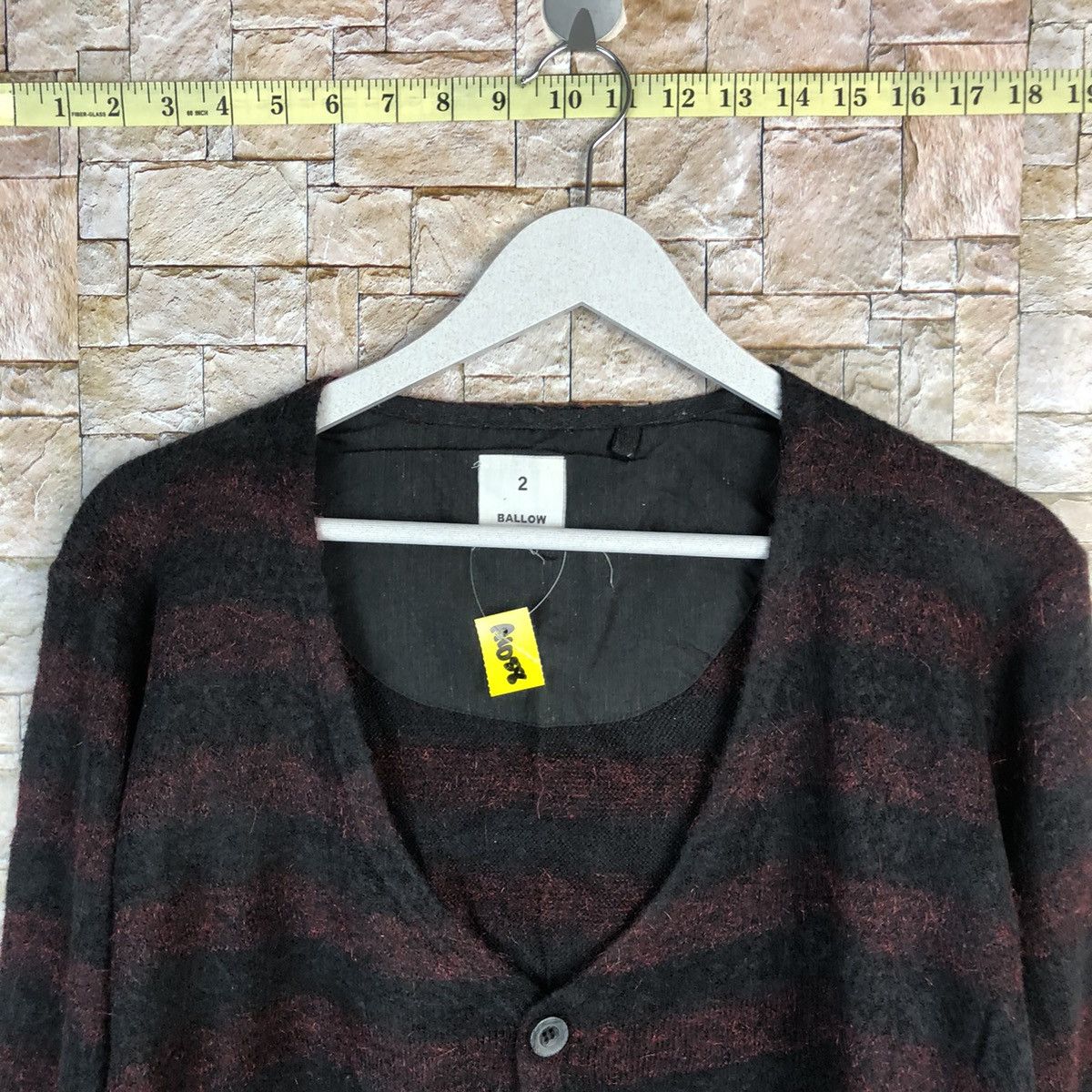 Homespun Knitwear × Japanese Brand Ballow Red Stripe Cardigan Knitwear #A1058 Size M / US 6-8 / IT 42-44 - 4 Thumbnail