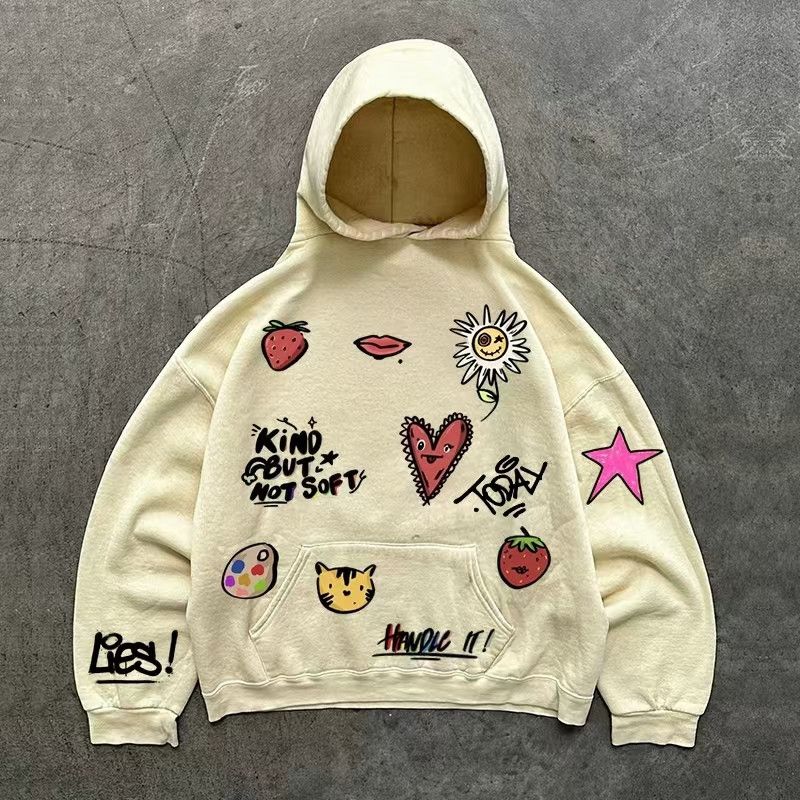 Japanese Brand × Vintage Apricot casual retro heart pattern oversized hoodie Size US L / EU 52-54 / 3 - 1 Thumbnail