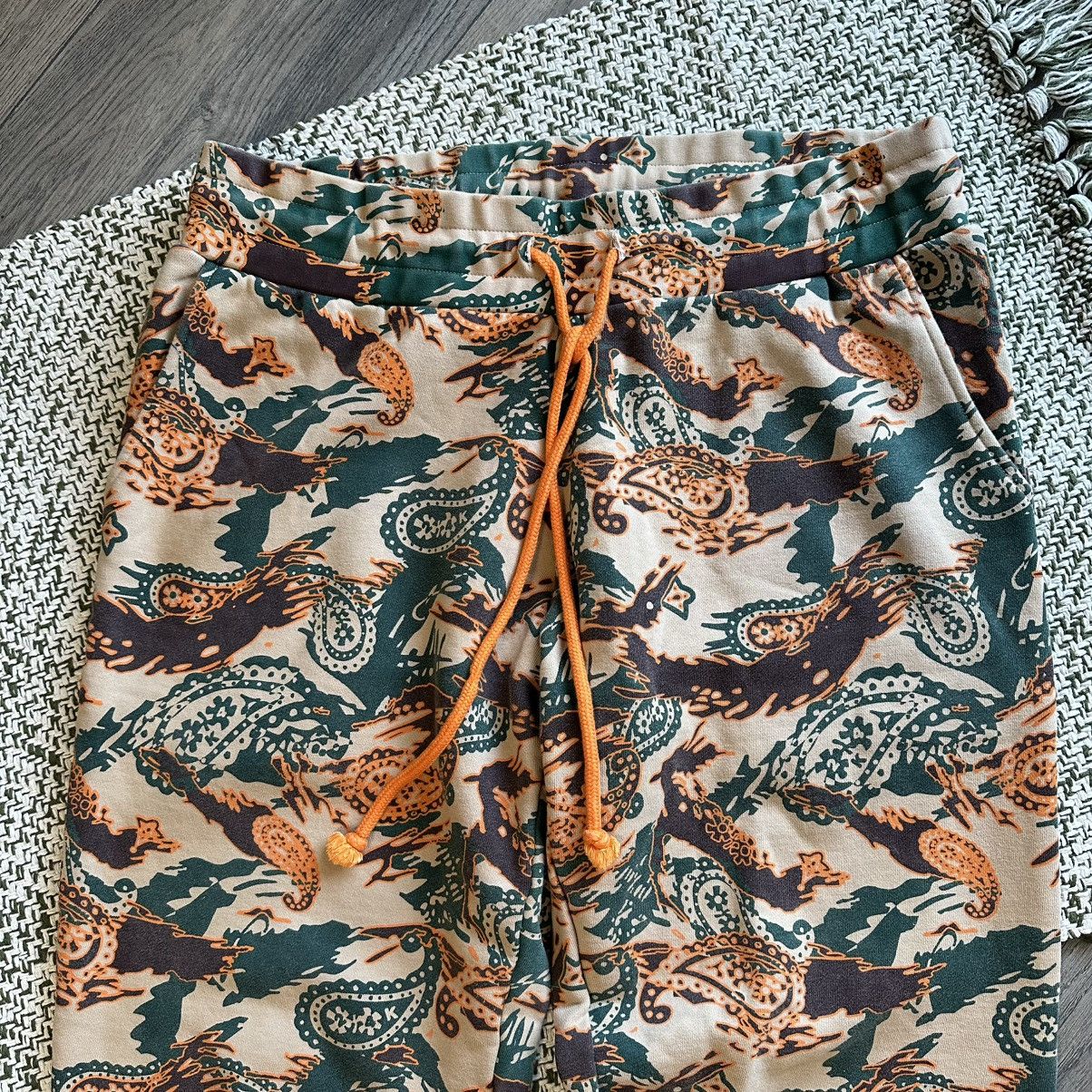 Other Japanese Brand 24karats Paisley Green Tan Orange Sweatpants Size 33" - 3 Thumbnail