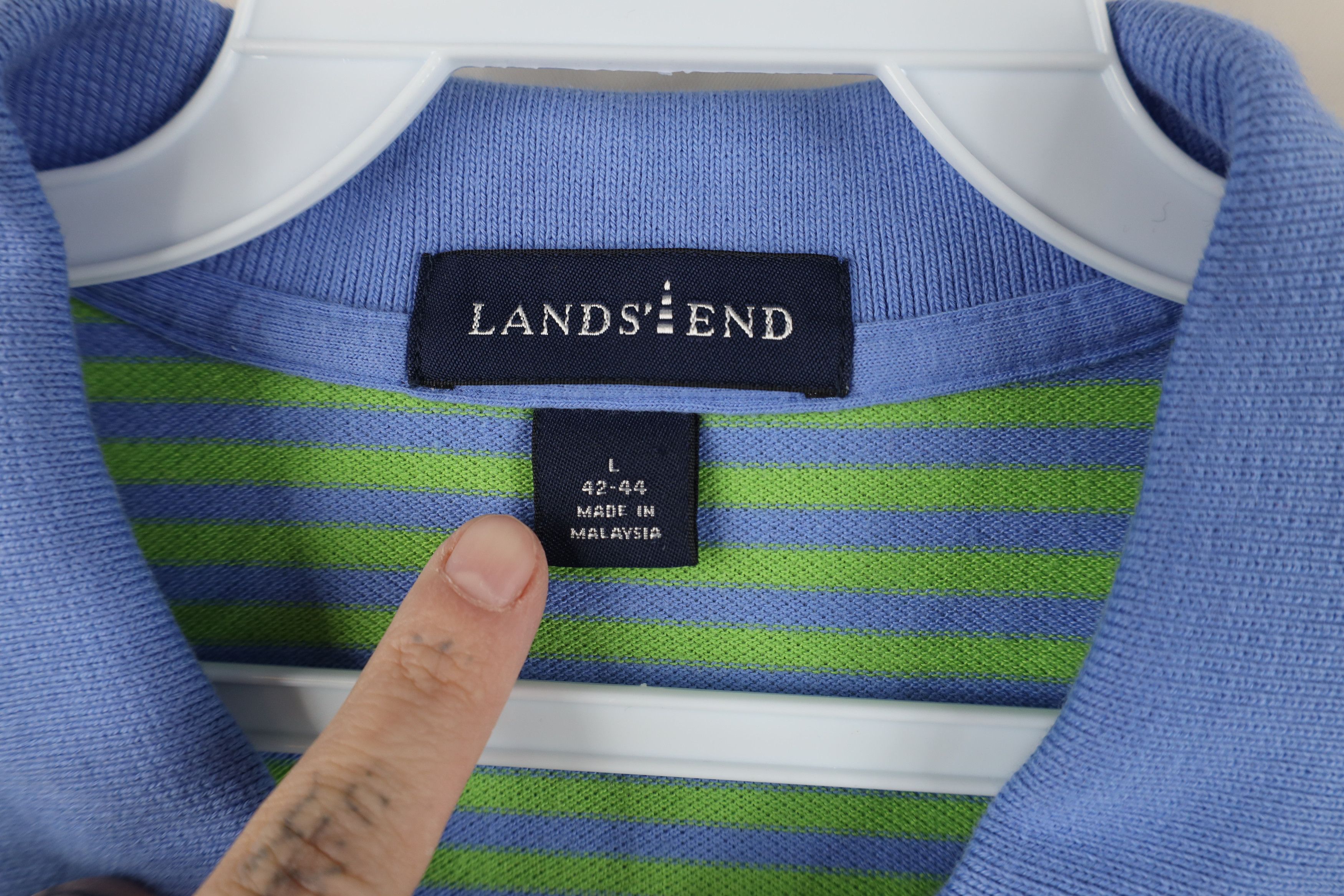 Lands' End Vintage 90s Lands End Block Pique Cotton Knit Golf Polo Size US L / EU 52-54 / 3 - 6 Thumbnail