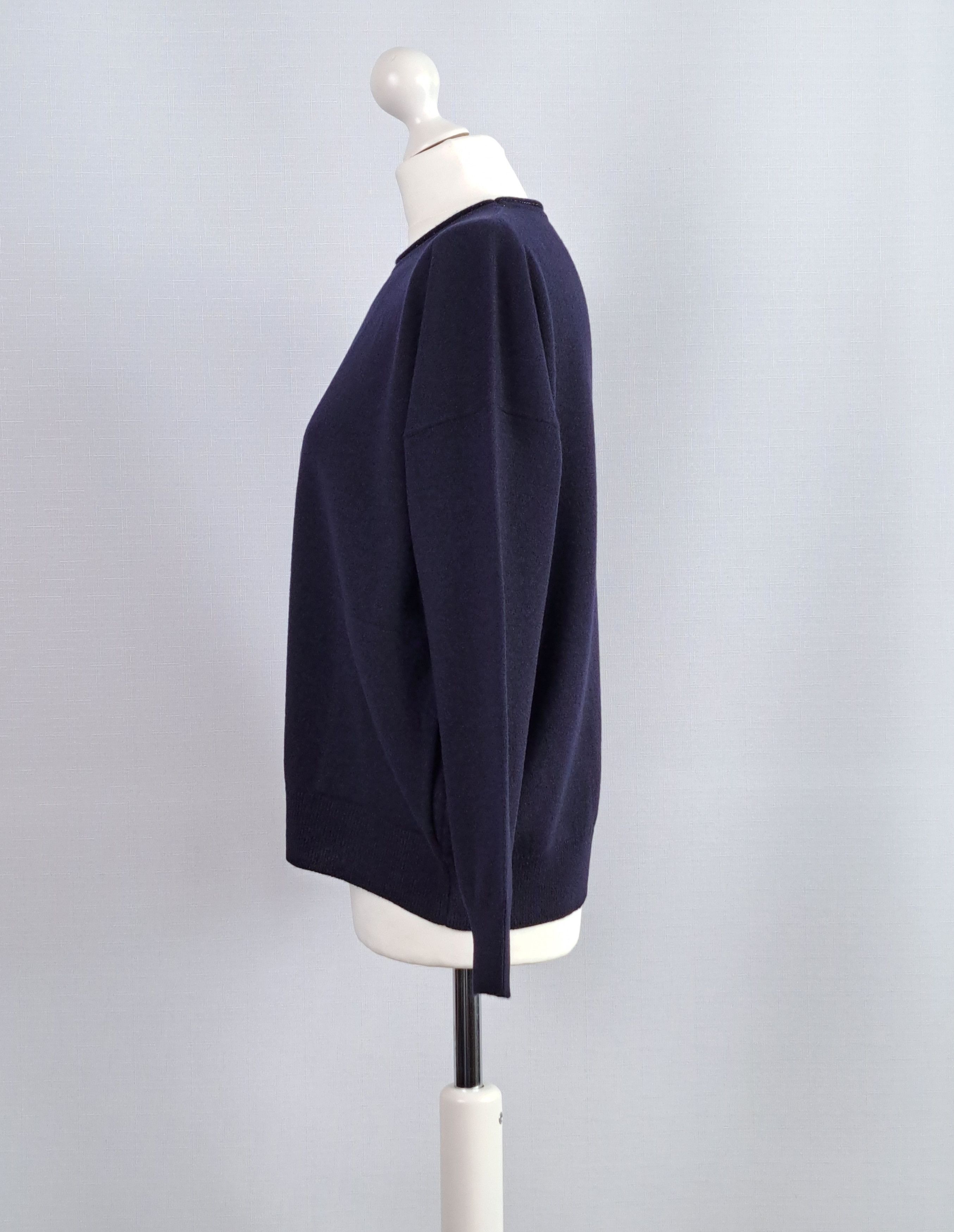 Peserico Cappellini wool/cashmere dark blue pullover. Size 42IT. Size M / US 6-8 / IT 42-44 - 4 Thumbnail