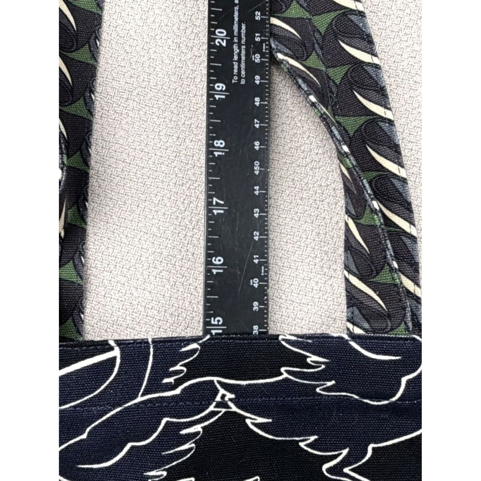 Tory Burch Tory Burch SWAN Tote Bag Geometric Abstract New York Canvas Medium Multicolor Ivory Trim Womens Size ONE SIZE - 6 Thumbnail