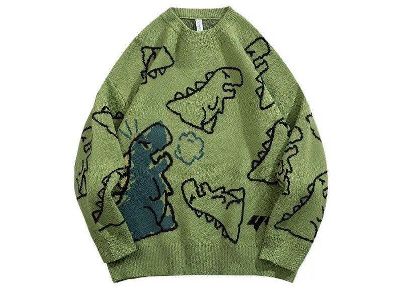 Japanese Brand × Vintage Sweater Men Harajuku Knitted Hip Hop Dinosaur Cartoon Size US M / EU 48-50 / 2 - 1 Thumbnail
