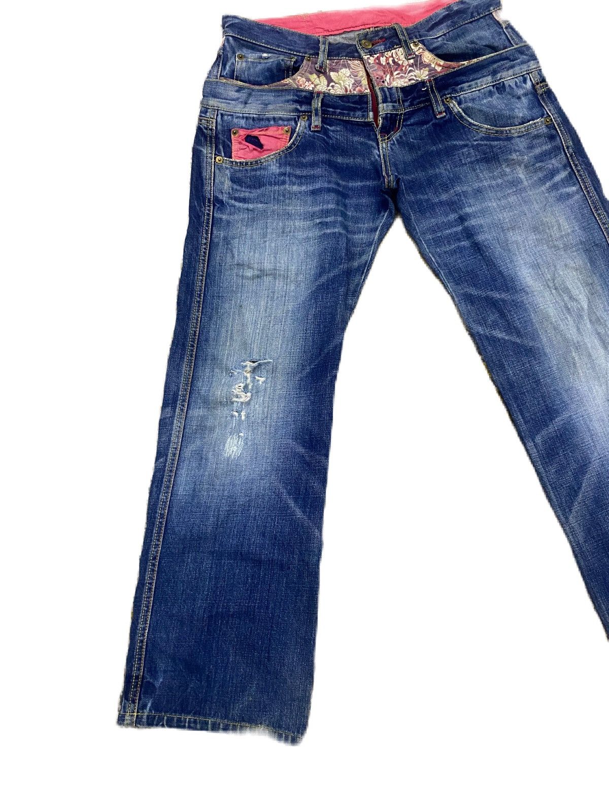 Eternal × Japanese Brand × Kapital JAPAN BRAND ETERNAL DOUBLE WAIST JEANS, KAPITAL STYLE RIPPED Size US 31 - 4 Thumbnail