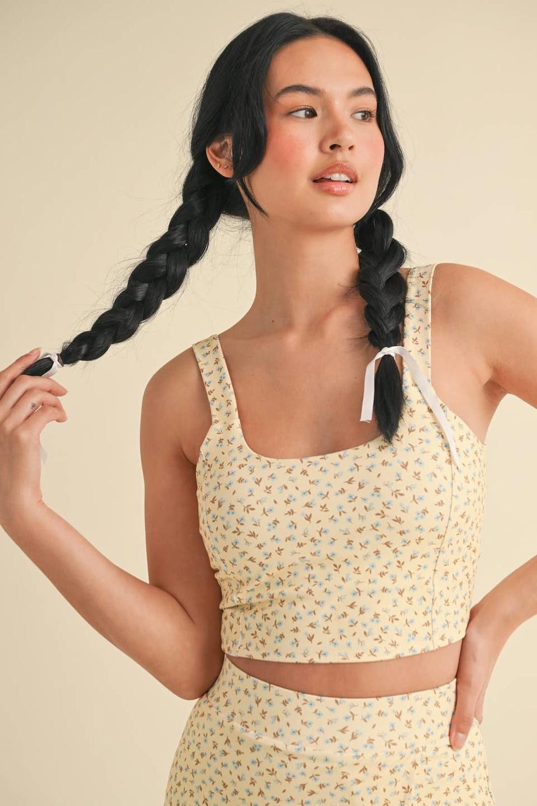 Christian Kimber Ditsy Print Twist Back Crop Tank by Kimberly C Size ONE SIZE - 4 Thumbnail