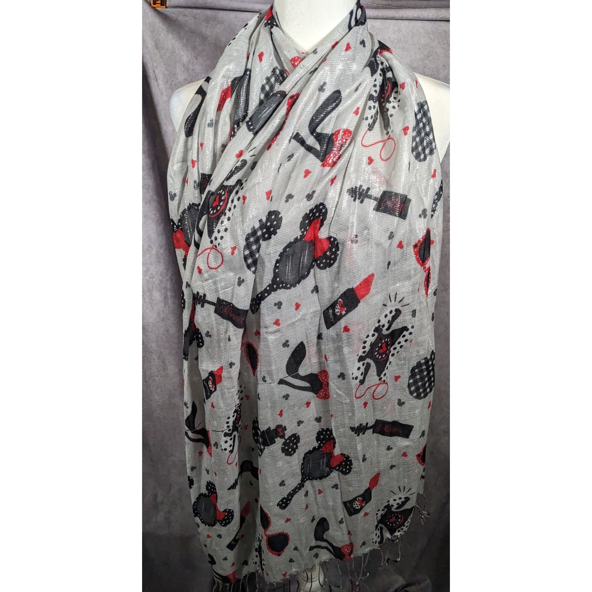 Disney Disney Parks Minnie Mouse Icons Metallic Silver Scarf Size ONE SIZE - 7 Thumbnail