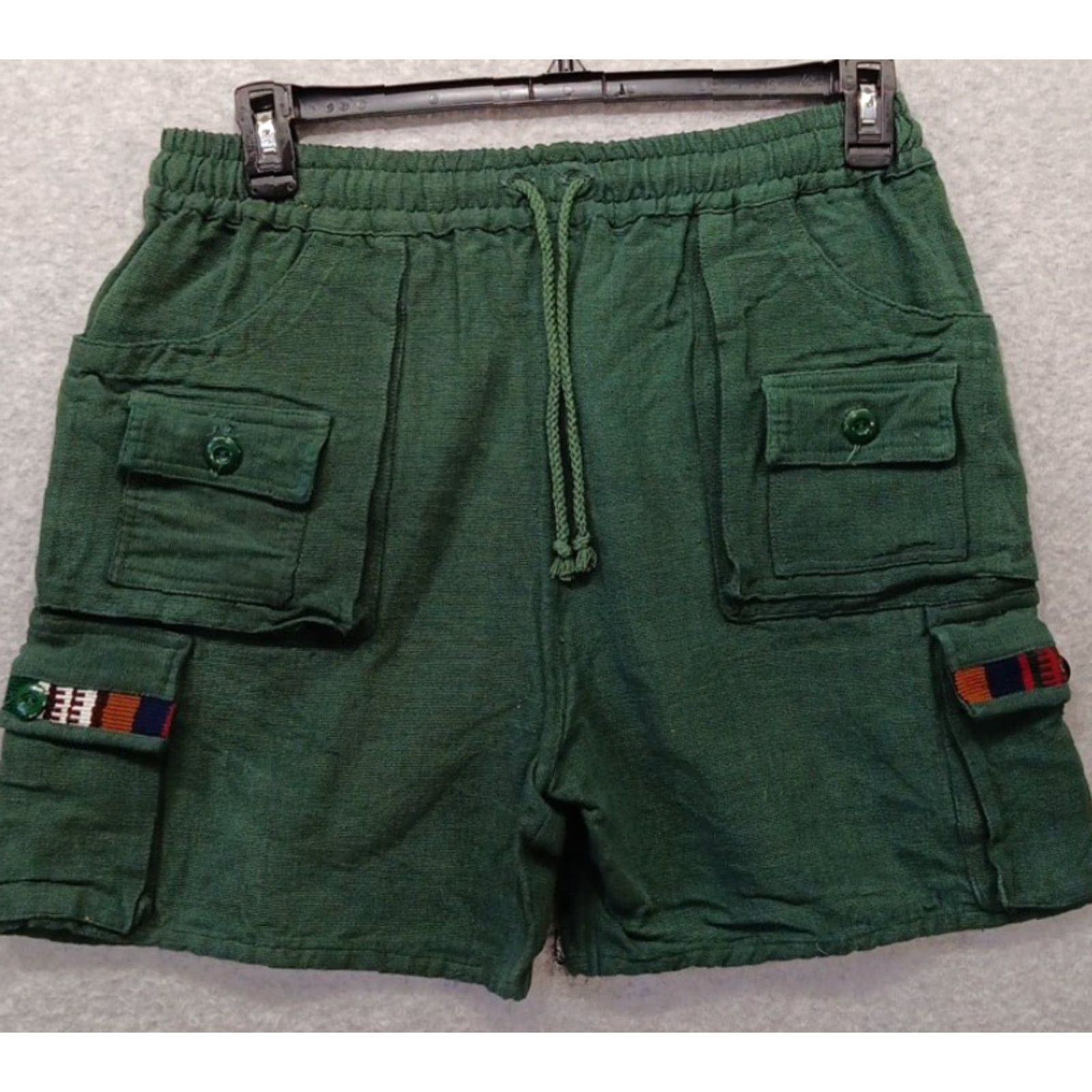 Vintage ARTES TIPICAS TECUM Pants Unisex Adults L Green 100% Cotton Canvas Wide-Leg Embroidered Pockets Adjustable Waist Size 36" / US 14 / IT 50 - 2 Thumbnail