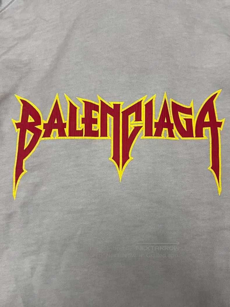 Balenciaga Balenciaga Logo Print Hooded Long Sleeve Sweatshirt Loose Size US L / EU 52-54 / 3 - 3 Thumbnail