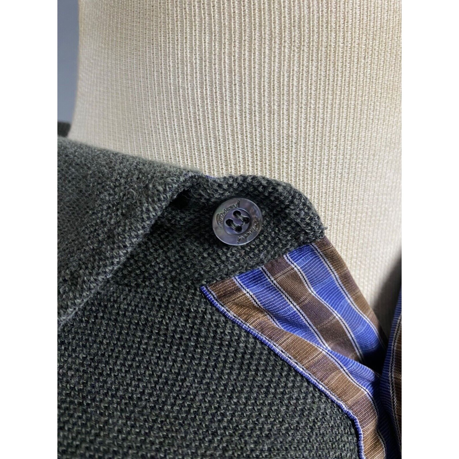 Brioni Brioni Men's Khaki Green Collared Longsleeve Polo Sweater Si Size US M / EU 48-50 / 2 - 8 Thumbnail
