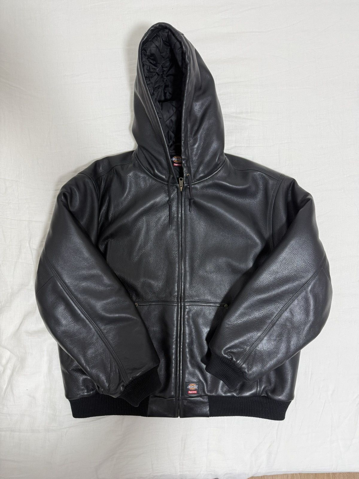 Supreme x Dickies - Hooded Leather Work Jacket Black - FW24