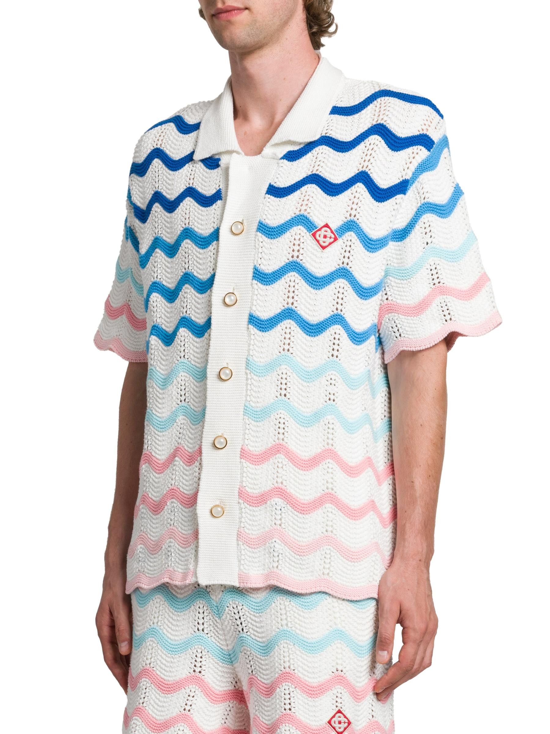 Casablanca os11x0725 Wave Crocheted Cotton Shirt in Multicolor Size US XL / EU 56 / 4 - 3 Thumbnail