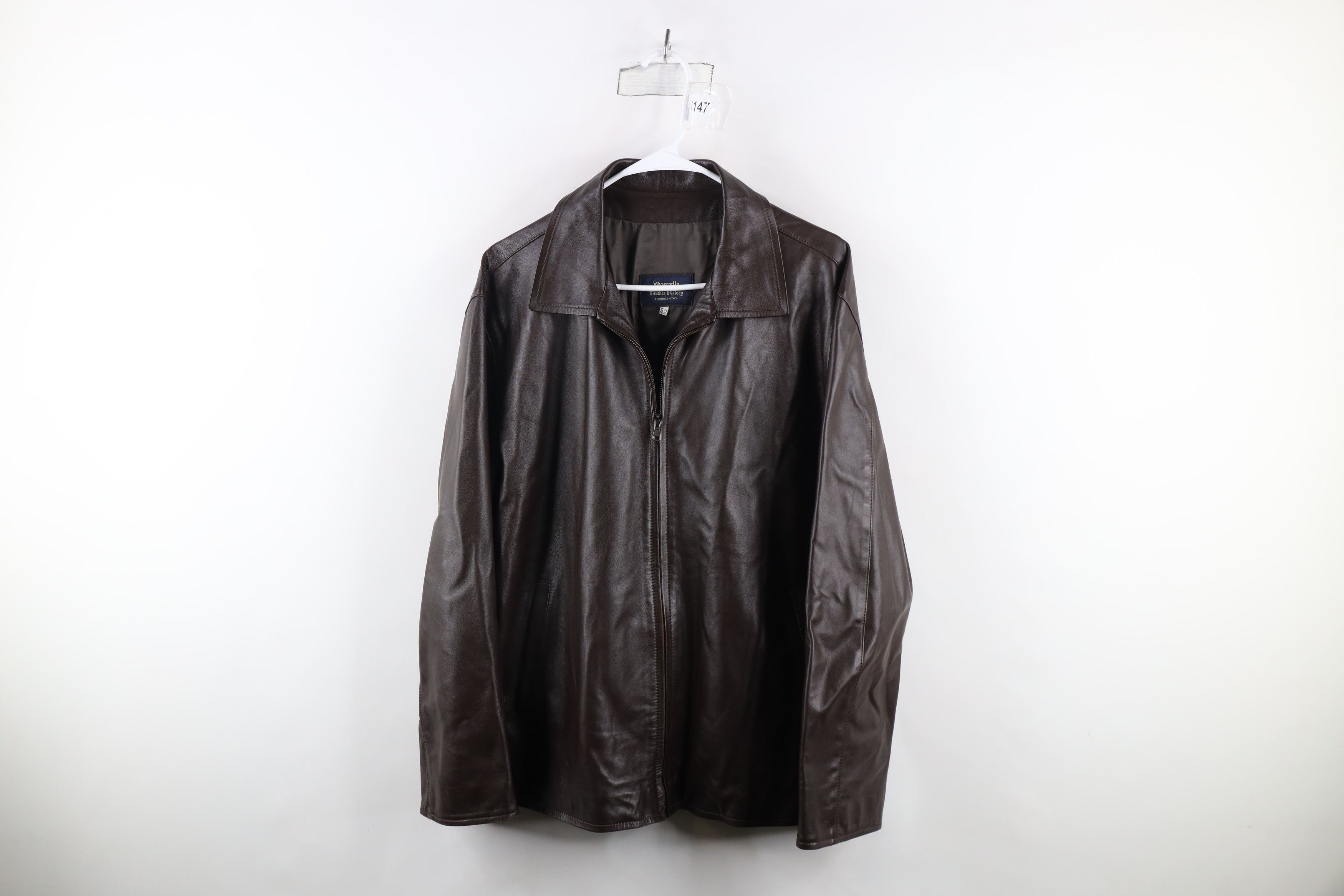 Vintage Vintage 90s Streetwear Leather Full Zip Bomber Jacket Brown Size XXL / US 16-18 / IT 52-54 - 1 Thumbnail