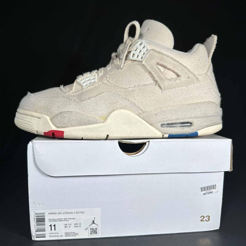 image of Air Jordan 4 Retro 'blank Canvas' Womens Sneakers - Size 11 in Cream