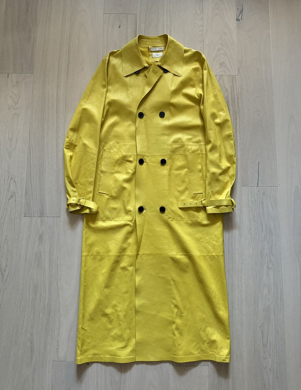 Bottega Veneta Bottega Veneta Yellow Leather Coat Size US XL / EU 56 / 4 - 4 Thumbnail